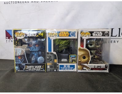 LOT OF THREE FUNKO POP STAR WARS COLLECTIBLE FIGUR...