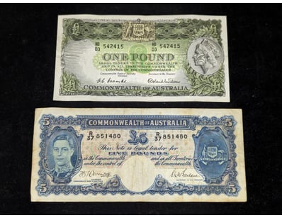 COMMONWEALTH OF AUSTRALIA ONE POUND AND FIVE POUND...