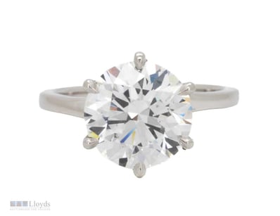 5.02 CARATS ROUND BRILLIANT PLATINUM DIAMOND SOLIT...