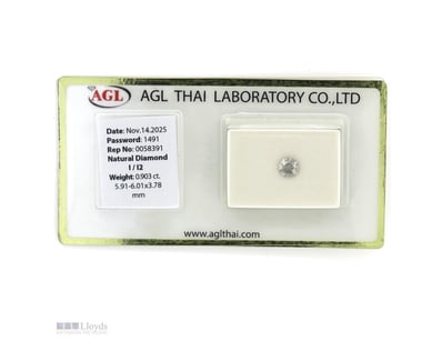 0.903CT CERTIFIED, NATURAL DIAMOND     

Round Bri...