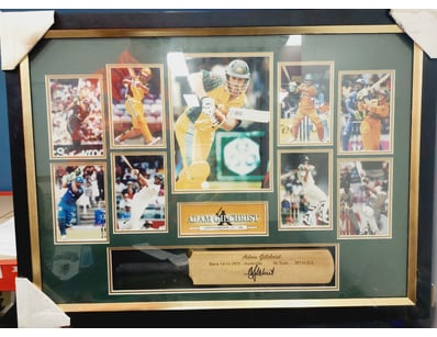 ADAM GILCHRIST LIMITED EDITION SIGNED FRAMED MEMOR...