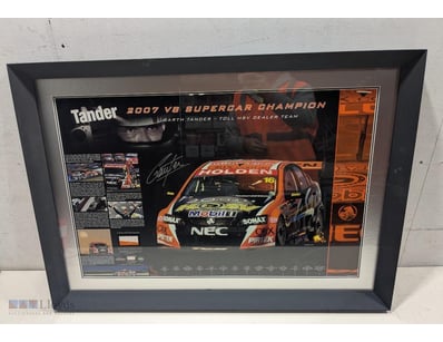 GARTH TANDER 2007 V8 SUPERCAR CHAMPION FRAMED MEMO...