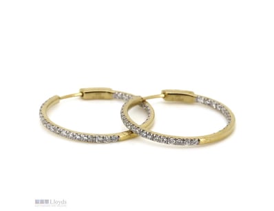 14K YELLOW GOLD AND 1.00CT TDW DIAMOND, HOOP EARRI...