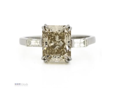 PT950/PLATINUM, CHAMPAGNE DIAMOND AND DIAMOND, TRI...