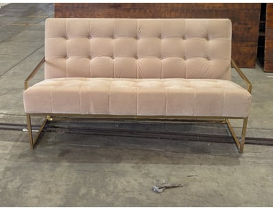 2 seater sofa, gold coloured metal frame, beige fi...
