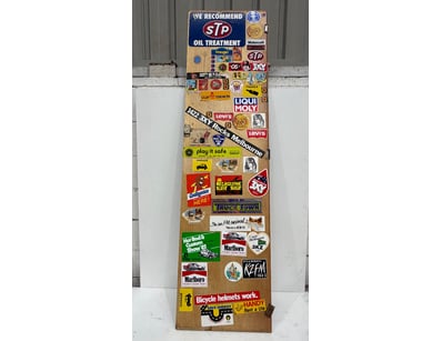 Vintage Sticker Covered Wooden Door / Panel