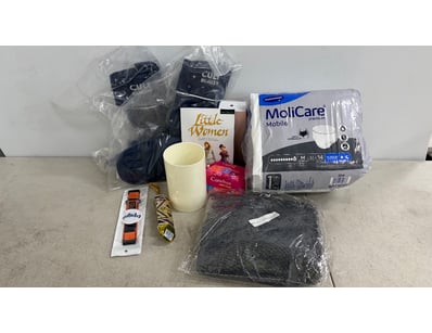 Assorted bundle including feminine products, beaut...
