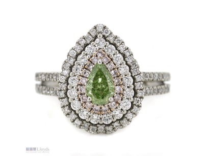PT 950/18K ROSE GOLD, GREEN DIAMOND, PINK DIAMOND ...
