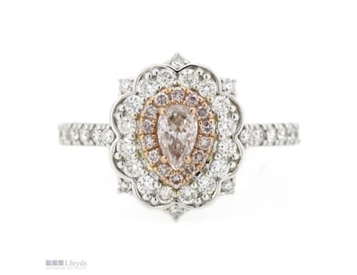 14K WHITE/ROSE GOLD, FANCY PINK DIAMOND AND DIAMON...