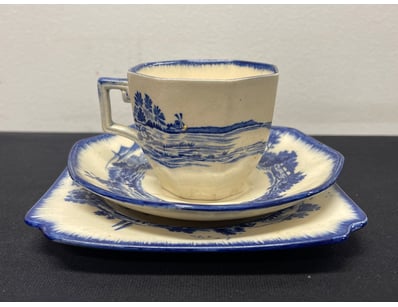 ROYAL DALTON, BLUE NORFOLK. CUP, PLATE & SAUCER SE...