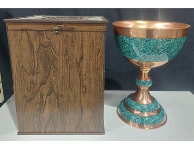 PERSIAN FIROOZEH KOOBI (TURQUOISE INLAY) PEDESTAL ...