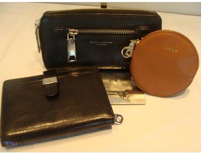 CELLINI, MARC JACOBS & DKNY LEATHER CLUTCH WALLETS...