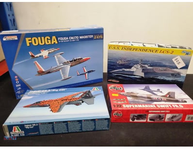 COLLECTION OF FOUR SCALE MODEL AIRCRAFT AND NAVAL ...