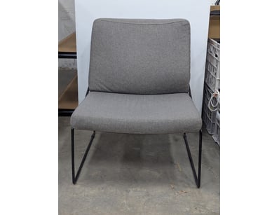 Occasional chair, black metal frame, grey upholste...