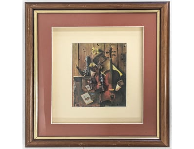 STILL LIFE WITH VIOLIN, MUSICAL INSTRUMENTS AND FL...