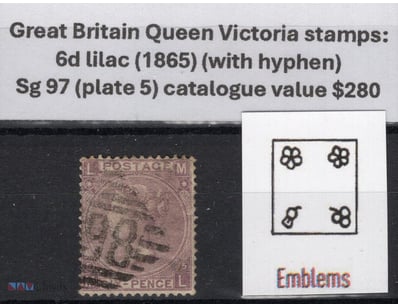 Great Britain Queen Victoria Stamps: 6D Lilac (186...