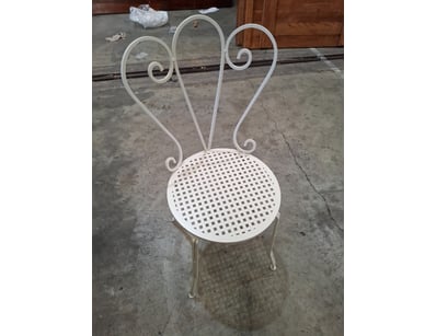 Chair, Metal style, ornamental, White finish

H93c...