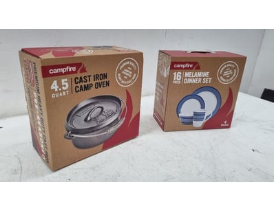 Campfire camping bundle featuring two premium outd...