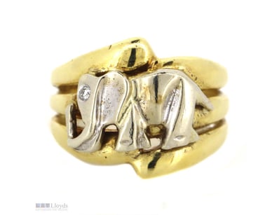18K YELLOW/WHITE GOLD AND DIAMOND, ELEPHANT RING. ...