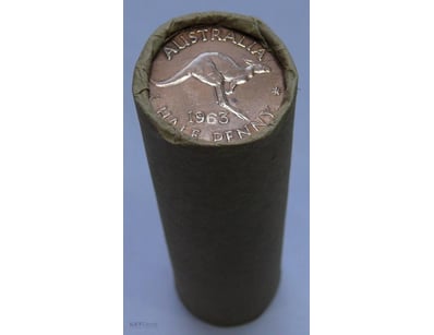 ROLL OF 1963 QEII, AUSTRALIAN HALF PENNY (50X CIRC...