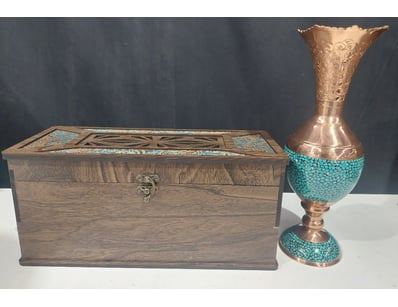 PERSIAN FIROOZEH KOOBI VASE MADE FROM COPPER AND I...