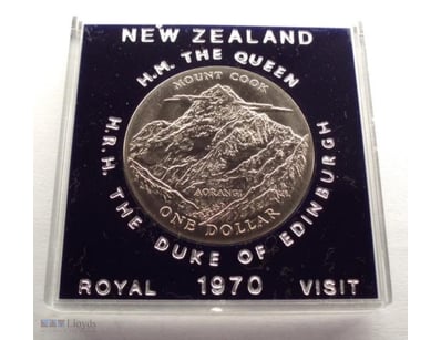 NEW ZEALAND 1 DOLLAR 1970 IN CASE KM#42 MOUNT COOK...