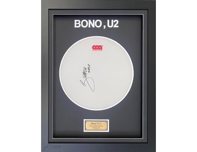 BONO (U2) PERSONALLY SIGNED DRUMSKIN 

Box Framed ...
