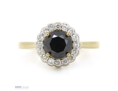 14K YELLOW/WHITE GOLD, BLACK DIAMOND AND DIAMOND, ...