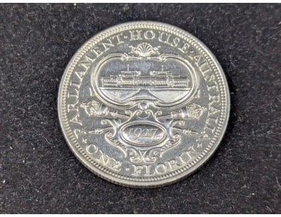 1927 AUSTRALIAN 8 PEARL PARLIAMENT HOUSE FLORIN
...
