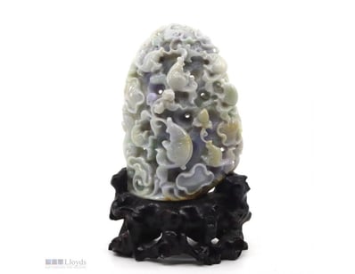 PURPLE JADE, ORIGIN BURMA INTRICATE DOUBLE-SIDED C...