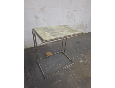 Side Table With Marble Style Top, Silver Finish
...