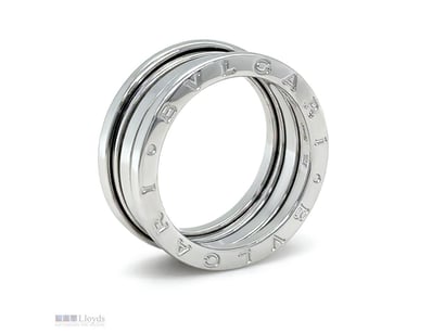 BVLGARI 18CT WHITE GOLD B.ZERO1 3 BAND RING 10.61G...