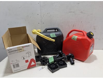 Jerry Cans x 2, 10L with nozzles.

Note: signs o...