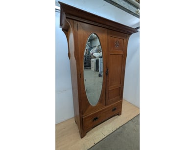 Vintage Timber Cupboard, Large Hanging Space with ...