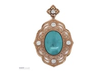 14K Rose Gold, 8.71Ct Turquoise And Diamond,
