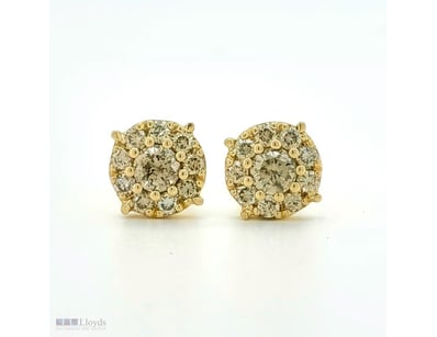 9CT YELLOW GOLD FANCY CHAMPAGNE BROWN DIAMOND HALO...
