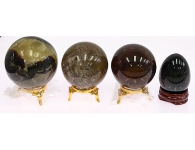 NATURAL CHRYSTAL SPHERES & EGG WITH STANDS

Incl...