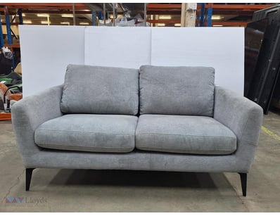 2 Seater, Couch, Grey Fabric, Black Matt Finish St...