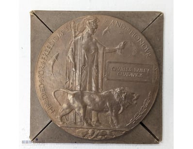 WWI MEMORIAL MEDAL - CHARLES BAILEY CHADWICK

Item...
