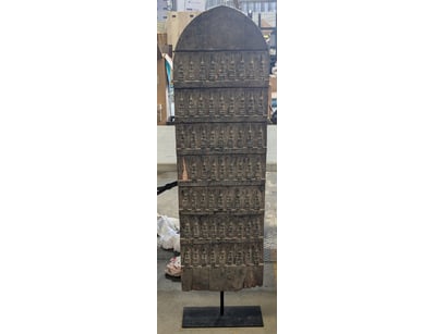 Exceptional Southeast Asian wooden stele featuring...