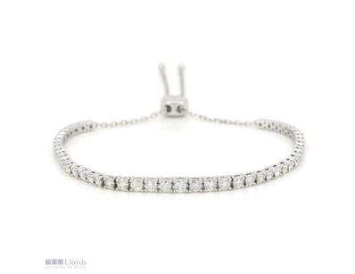 14K WHITE GOLD, 2.50CT TDW DIAMOND, TENNIS BOLO BR...