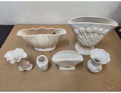 COLLECTION OF WHITE CERAMIC RAYNHAM DECORATIVE VAS...