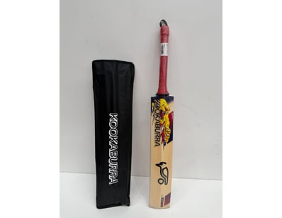 Kookaburra cricket bat in natural wood finish feat...