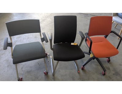 Assorted Office Desk Chairs, metal and Plastic Fra...