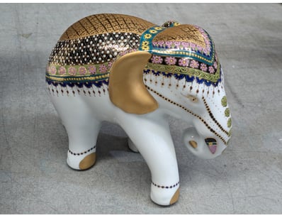 Benjarong Ceramic Hand Painted Elephant from Thail...