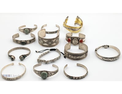 COLLECTION OF  SILVER AND MIXED METAL CUFF BRACELE...