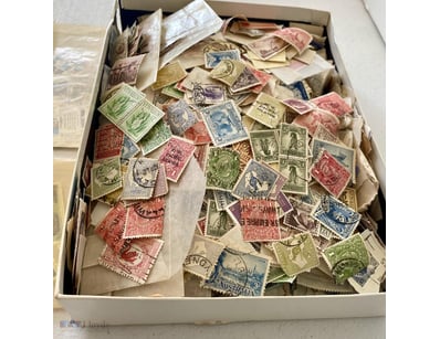 Australia Box Of Old Stamps Loose And In Packets, ...