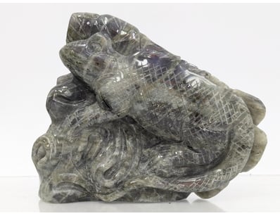 HANDCRAFTED LIZARD SCULPTURE, NATURAL LABRADORITE...