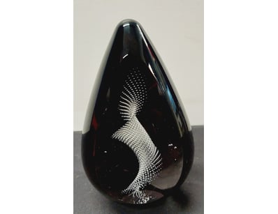 BLACK GLASS TEARDROP VASE WITH WHITE BEADED INLAY ...