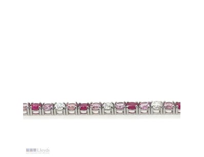 18CT WHITE GOLD (XRF TESTED) RUBY, SAPPHIRE AND DI...